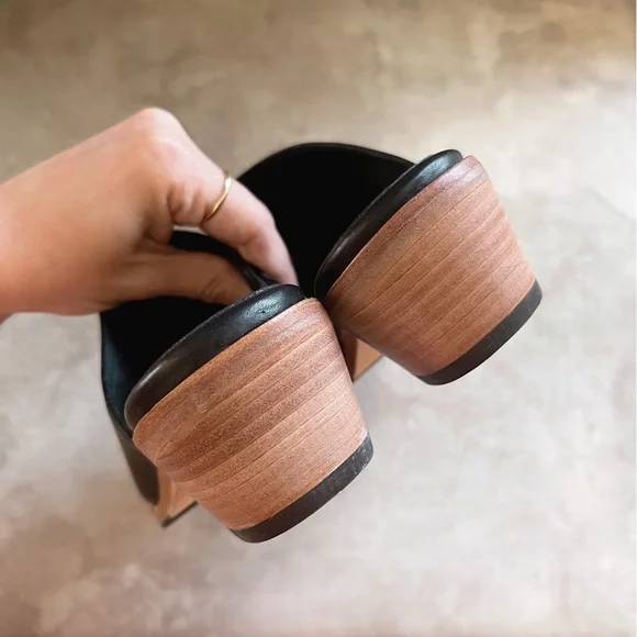 Portland Leather Company Patina Black Leather Open Toe Mules Size 8.5 - Picture 9 of 11